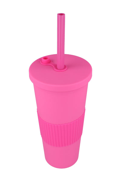 Vaso Monocolor Mate Manga Popote ROSA