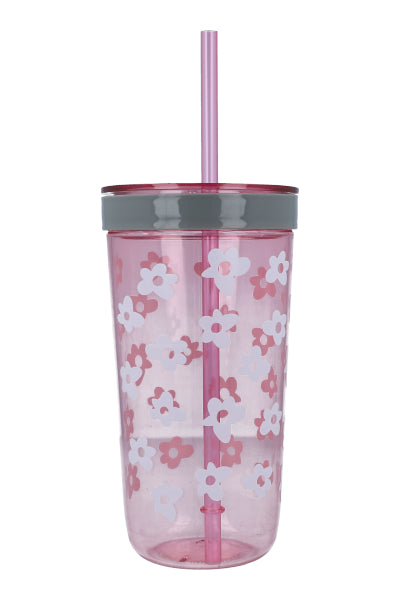 Vaso Flores Popote ROSA