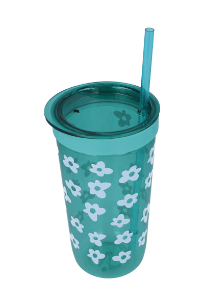 Vaso Flores Popote VERDE