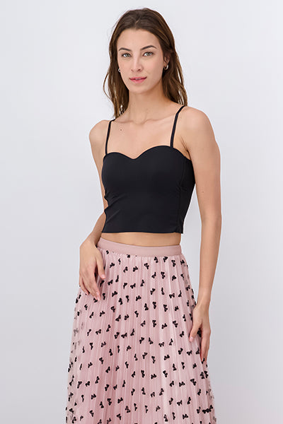 Top Seamless Copas Escote Corazón NEGRO