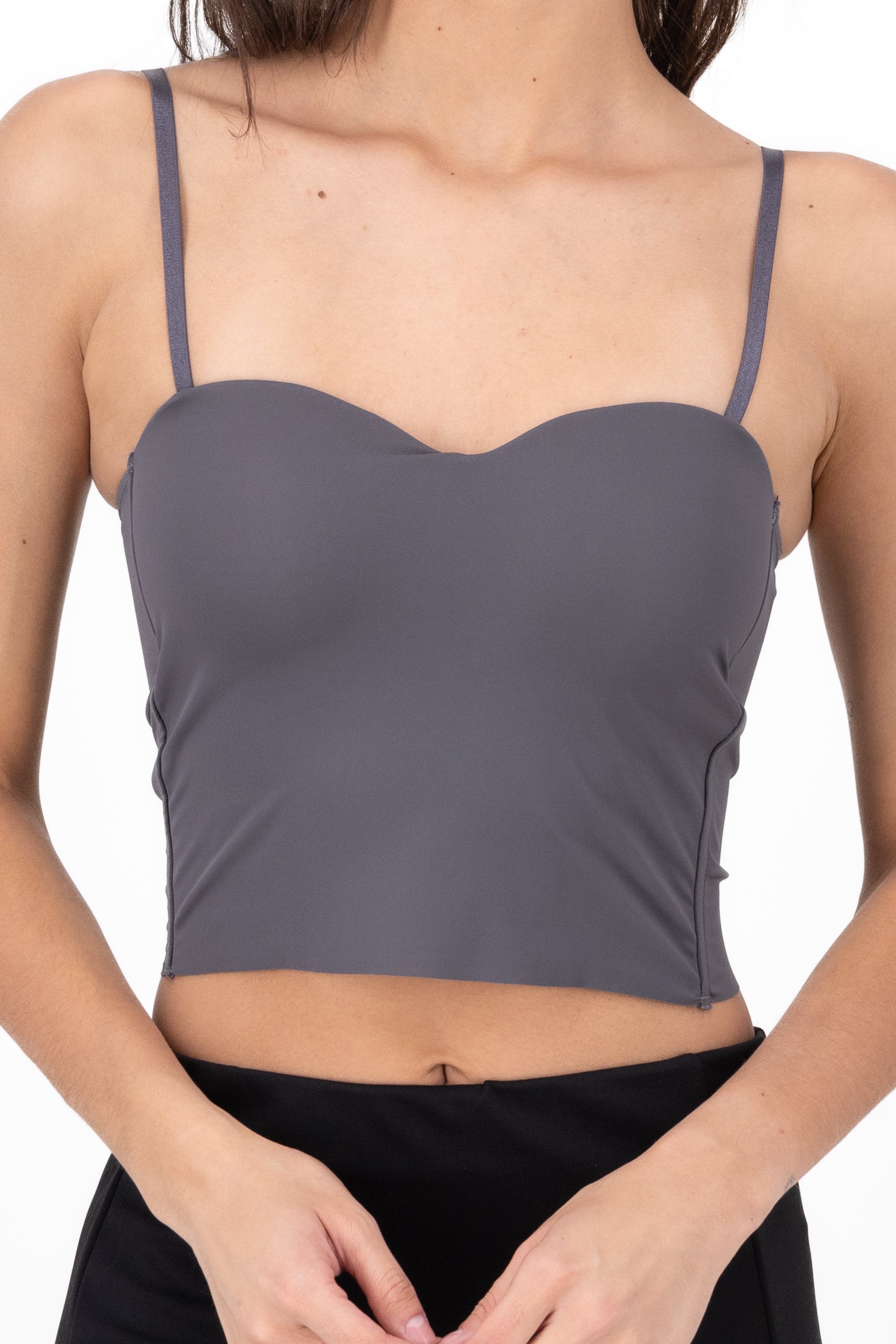 Top Seamless Copas Escote Corazón GRIS OBSCURO