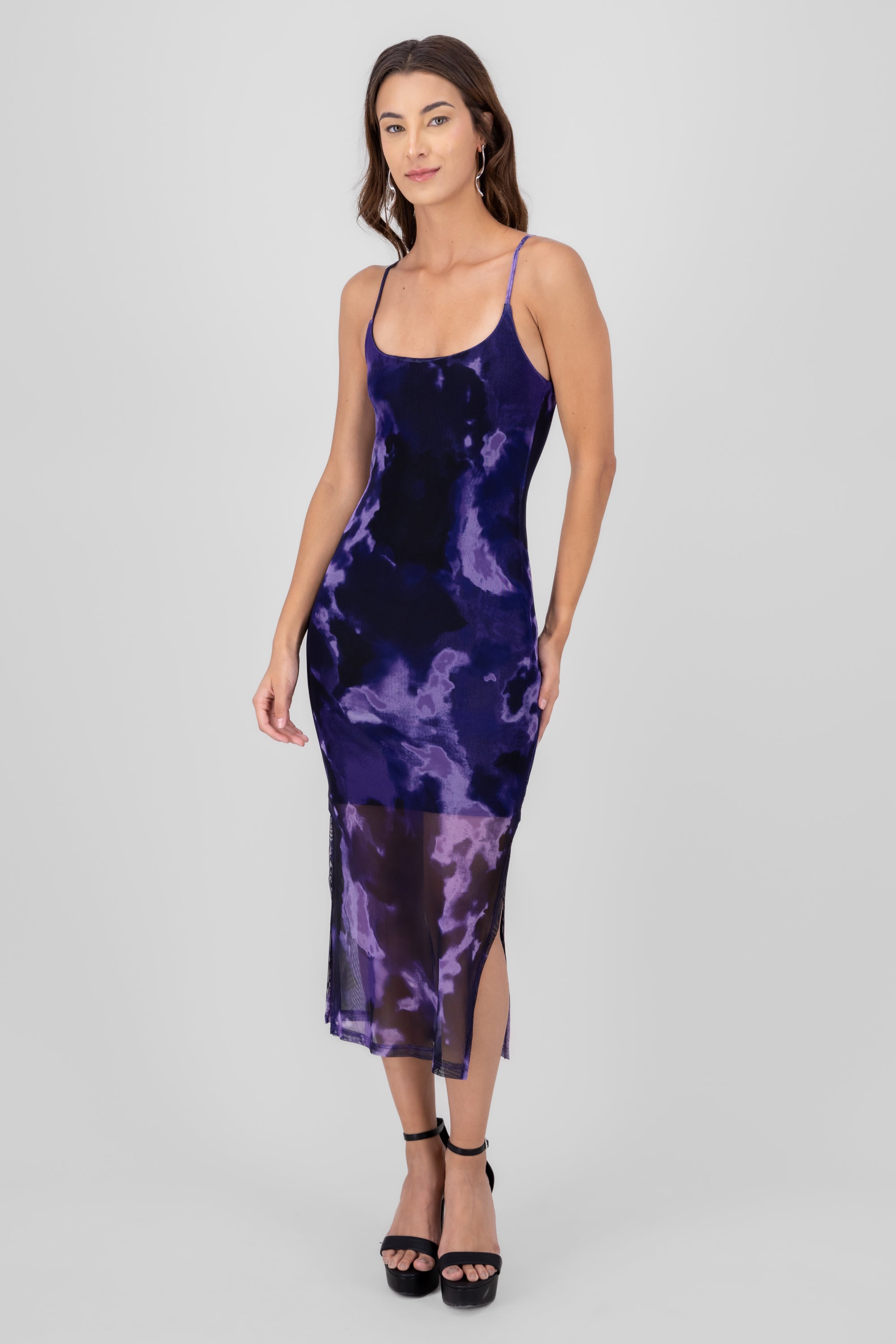 Midi Mesh Acid Wash dress Purple combo
