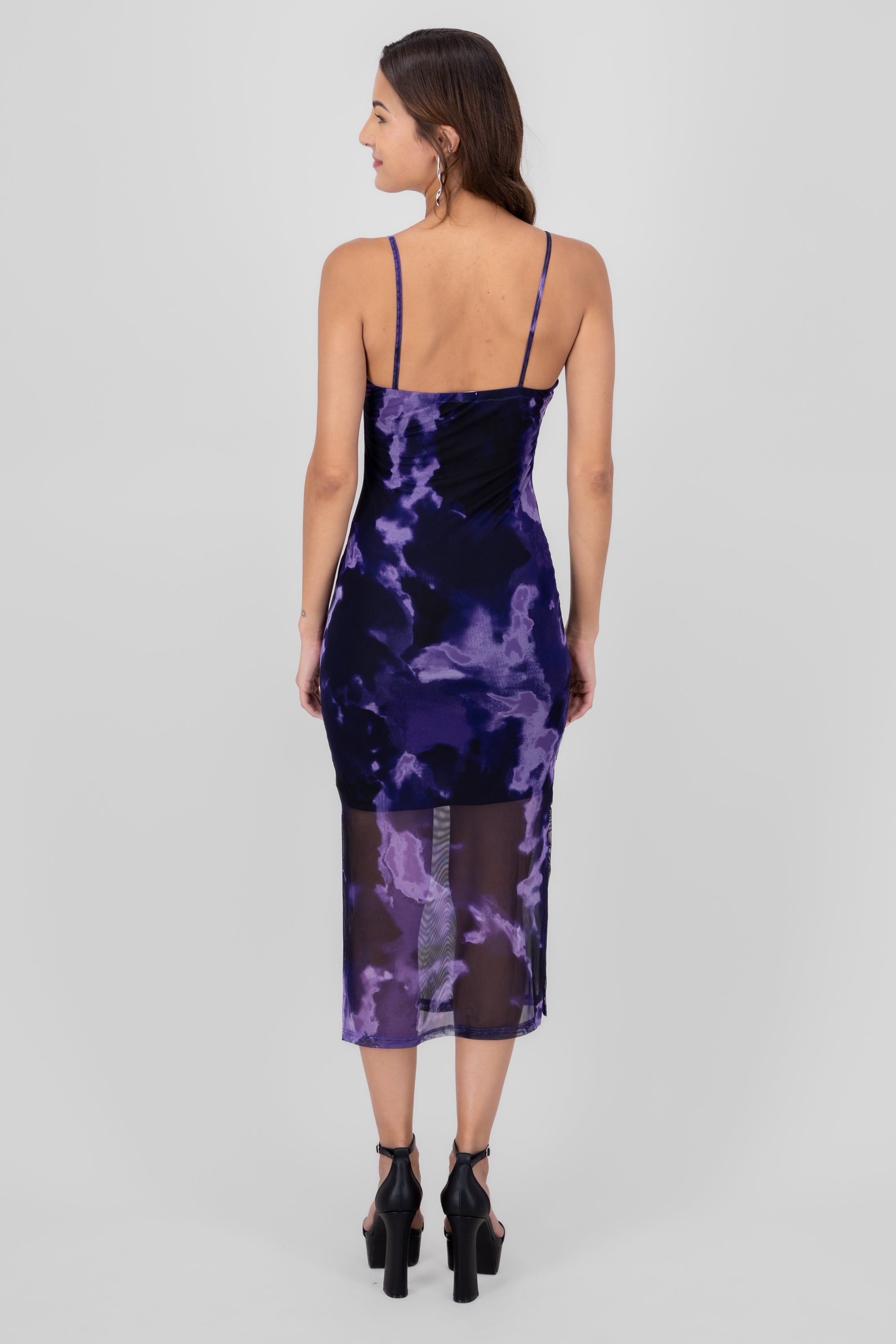 Midi Mesh Acid Wash dress Purple combo