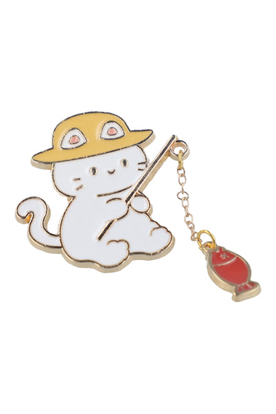 Pin Gatito Pescador BLANCO