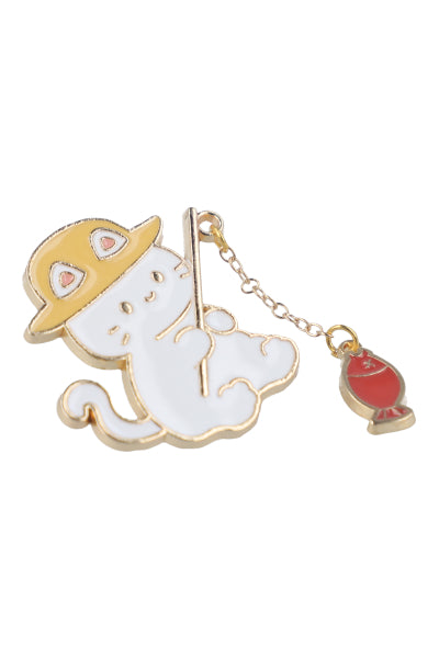 Pin Gatito Pescador BLANCO