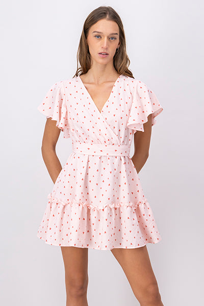 Olanes Mini Hearts Dress Rosa Combo