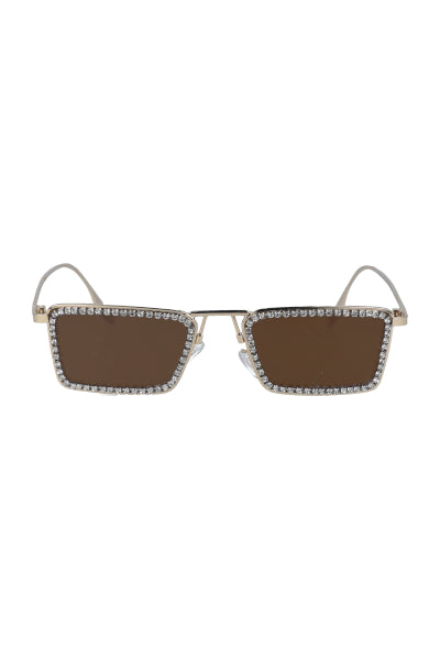 Rectangular lenses rhinestones COFFEE