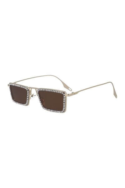 Rectangular lenses rhinestones COFFEE