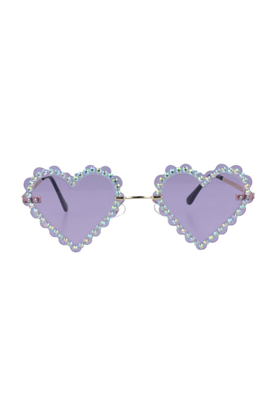 Lentes corazón pedrería MORADO