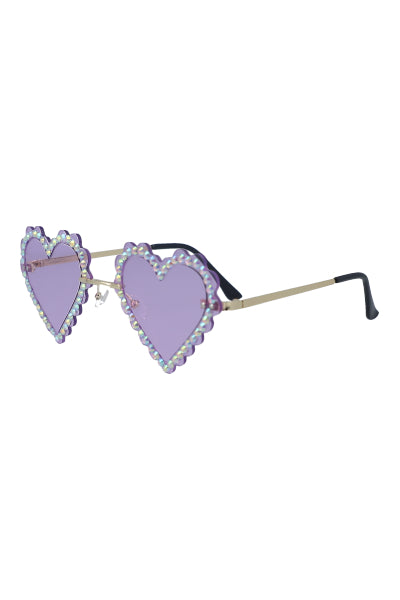 Lentes corazón pedrería MORADO