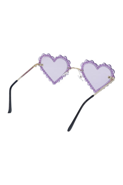 Lentes corazón pedrería MORADO