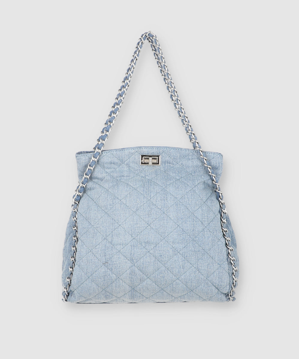 Bolsa Denim Capitonada Cadenas MEDIUM WASH