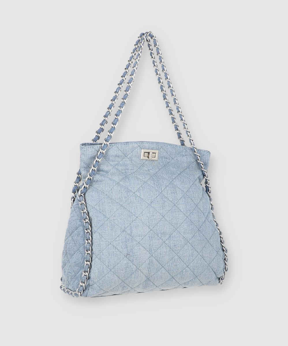 Bolsa Denim Capitonada Cadenas MEDIUM WASH