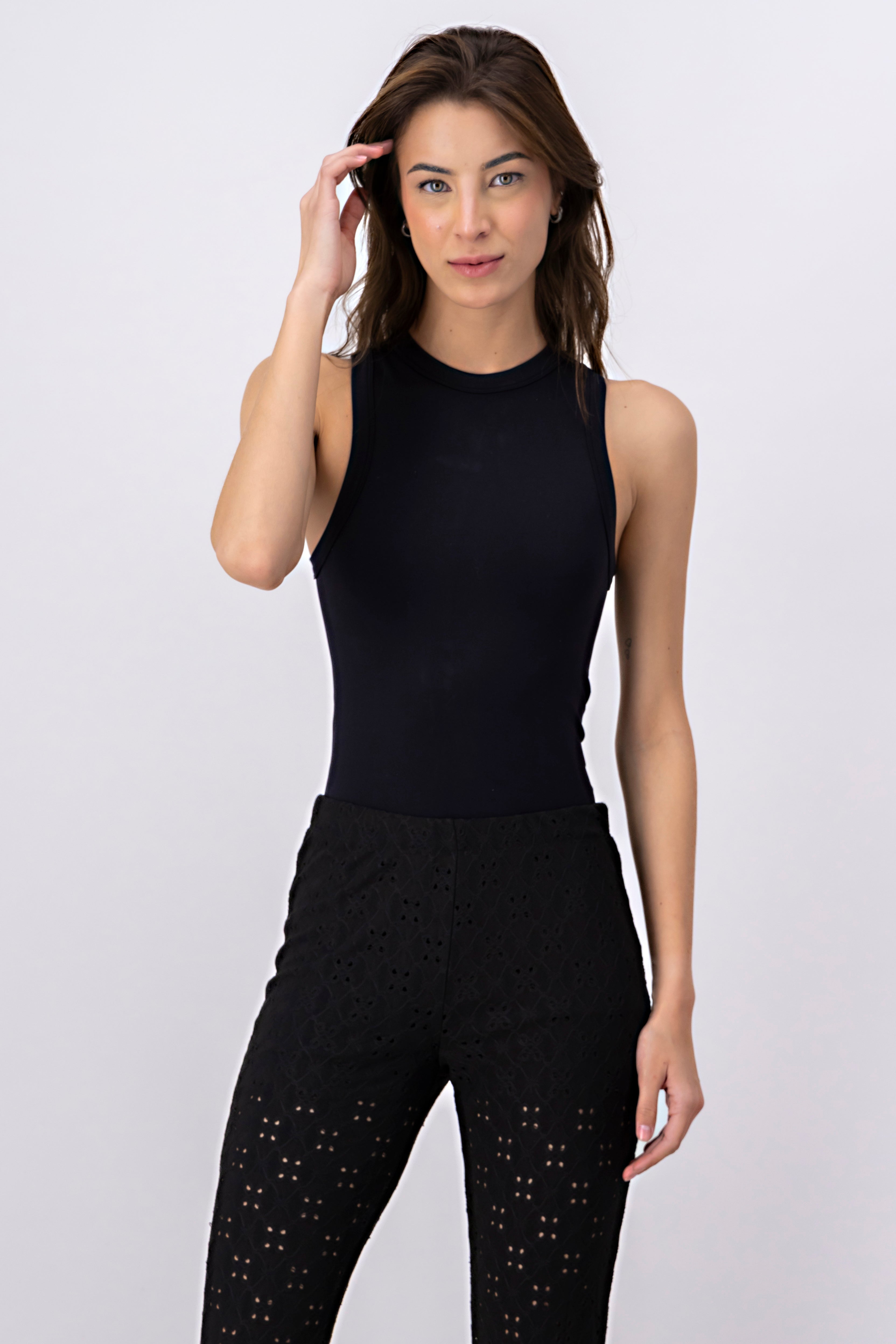 Bodysuit de seamless liso NEGRO