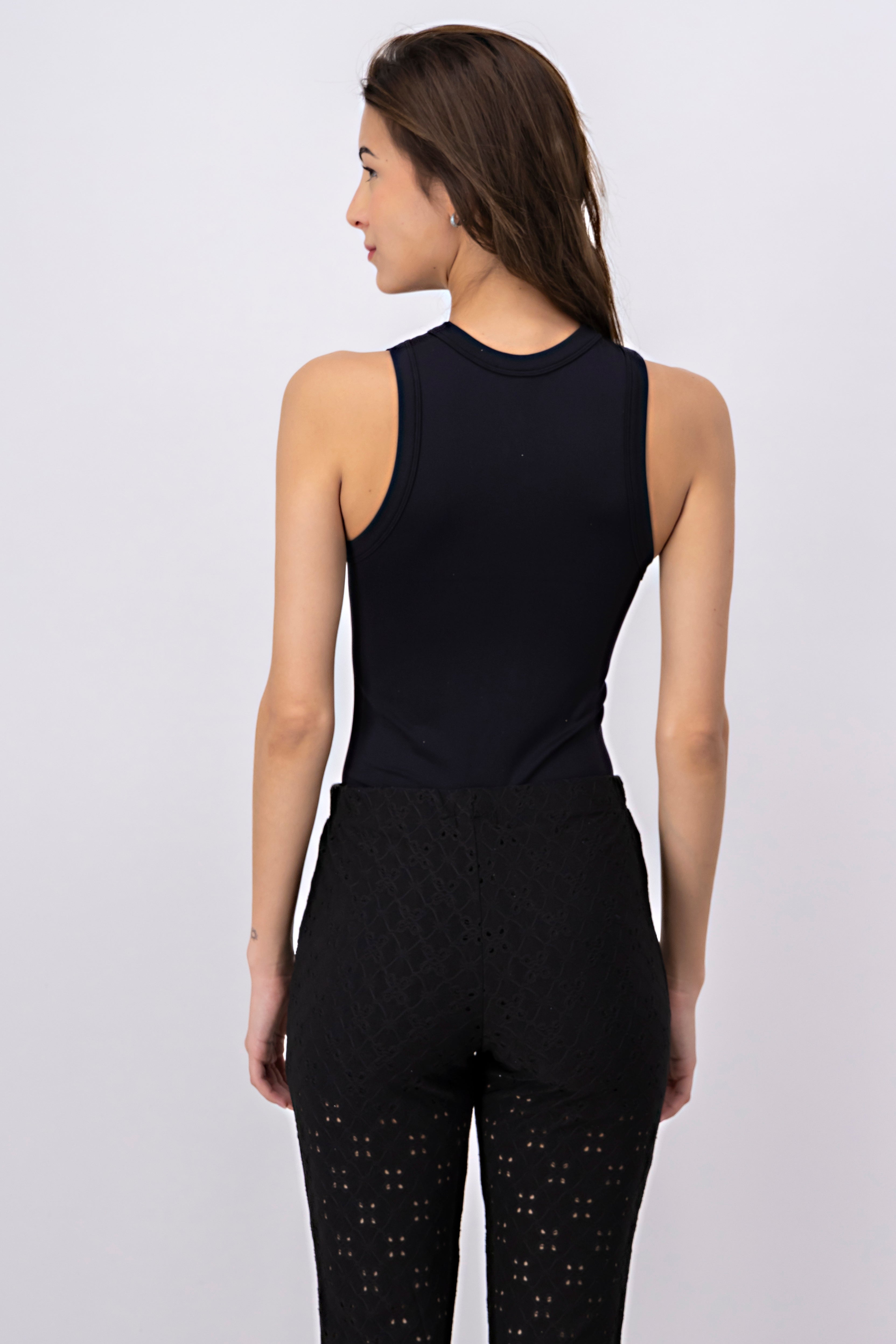 Bodysuit de seamless liso NEGRO