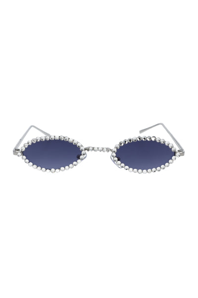 Lentes Ovalados Aplicación Brillos AZUL