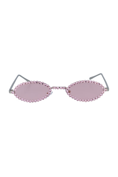 Lentes Ovalados Aplicación Brillos ROSA