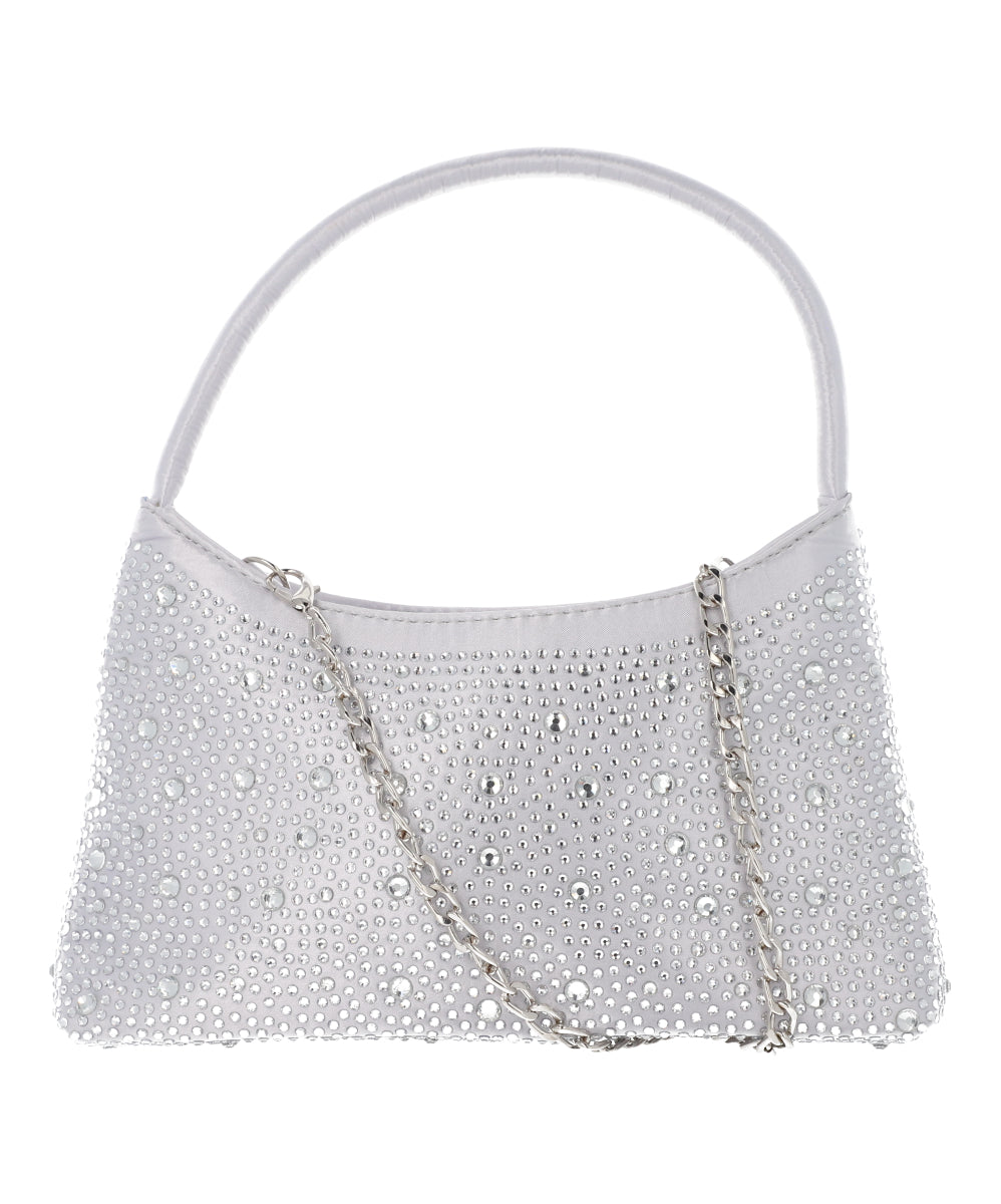 Satin shoulder bag SILVER