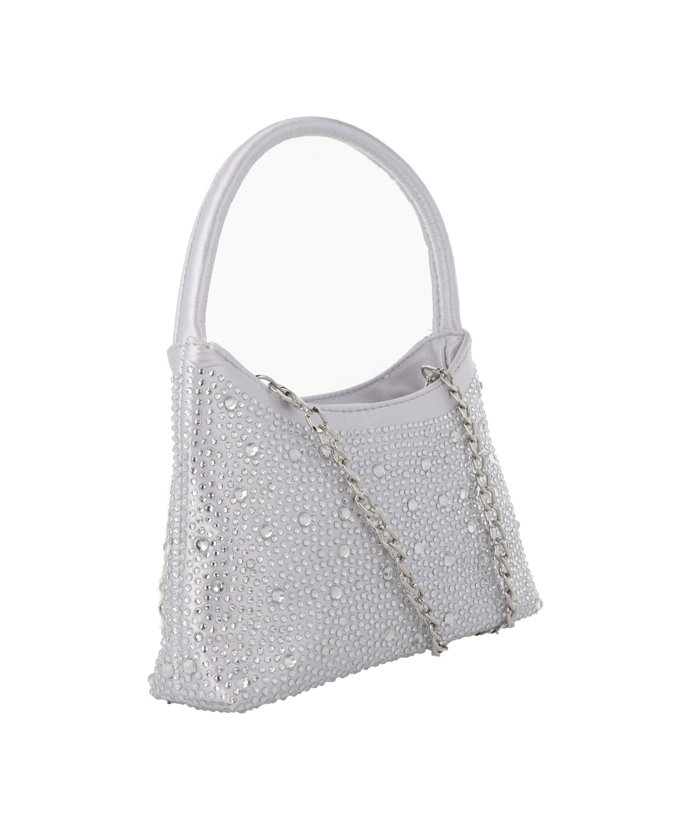 Satin shoulder bag SILVER