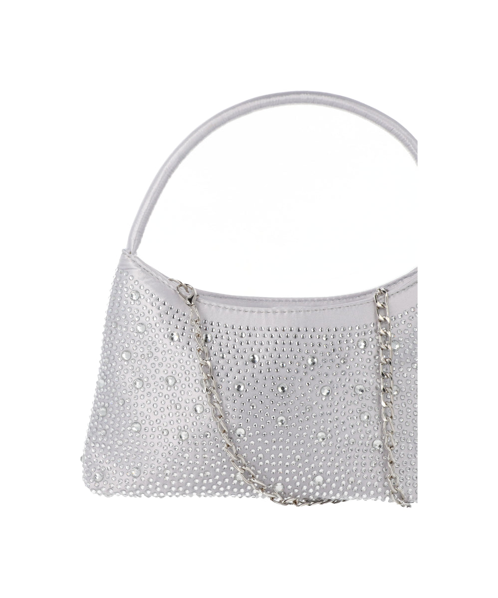 Satin shoulder bag SILVER