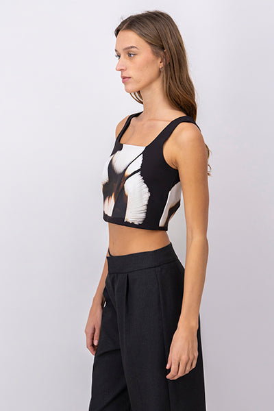 Top crop estampado tirantes NEGRO COMBO