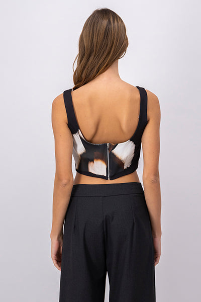 Top crop estampado tirantes NEGRO COMBO