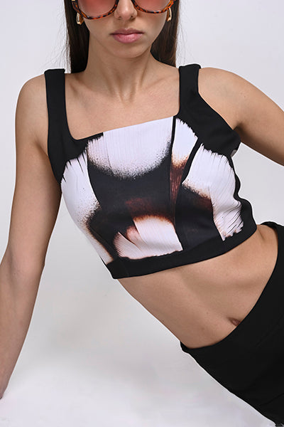 Top crop estampado tirantes NEGRO COMBO