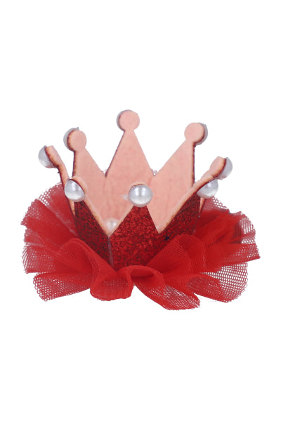 Corona Mascota Glitter Perlas ROJO