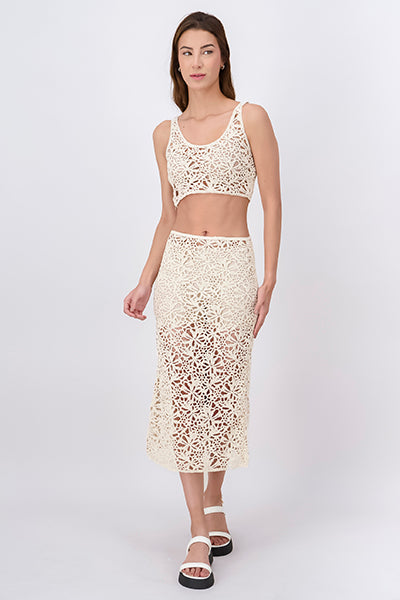 Midi crochet skirt CREAM