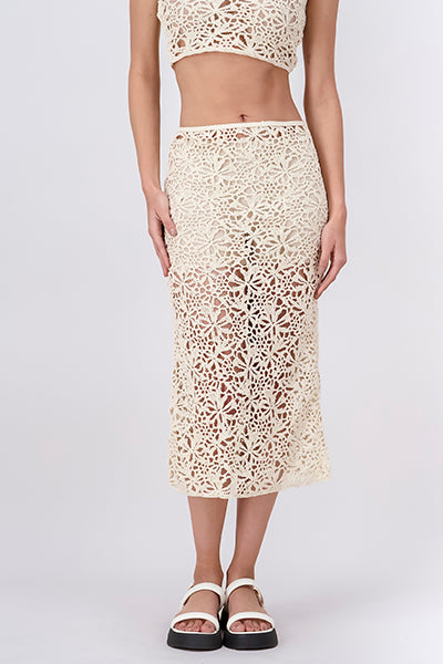 Midi crochet skirt CREAM