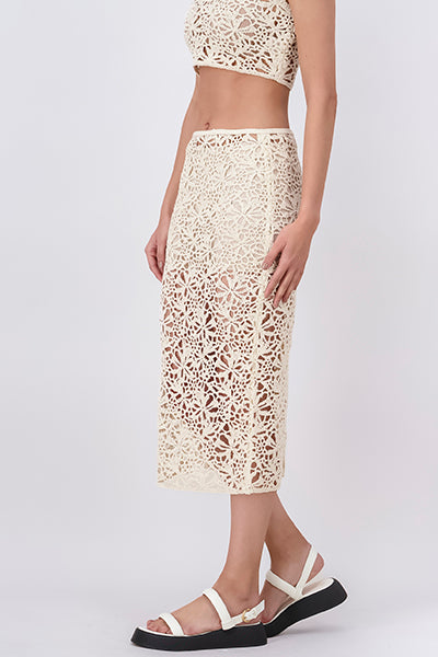 Midi crochet skirt CREAM