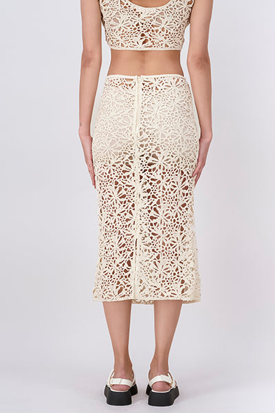 Midi crochet skirt CREAM