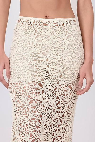 Midi crochet skirt CREAM