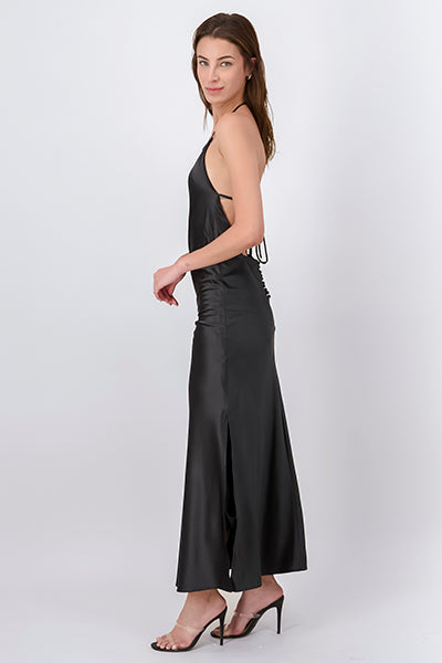 Vestido maxi halter espalda NEGRO