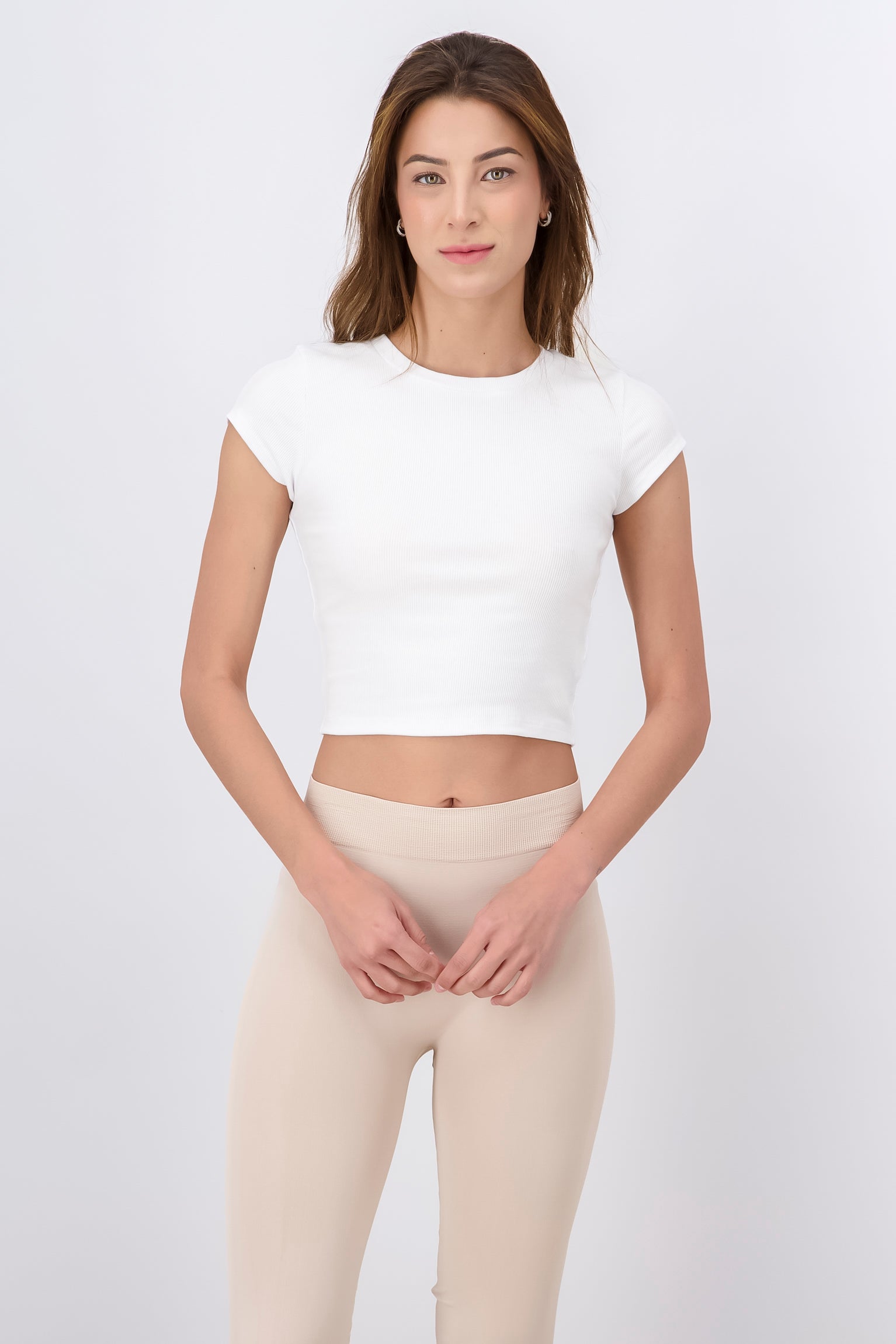Top Rib Cuello Redondo Manga Corta BLANCO