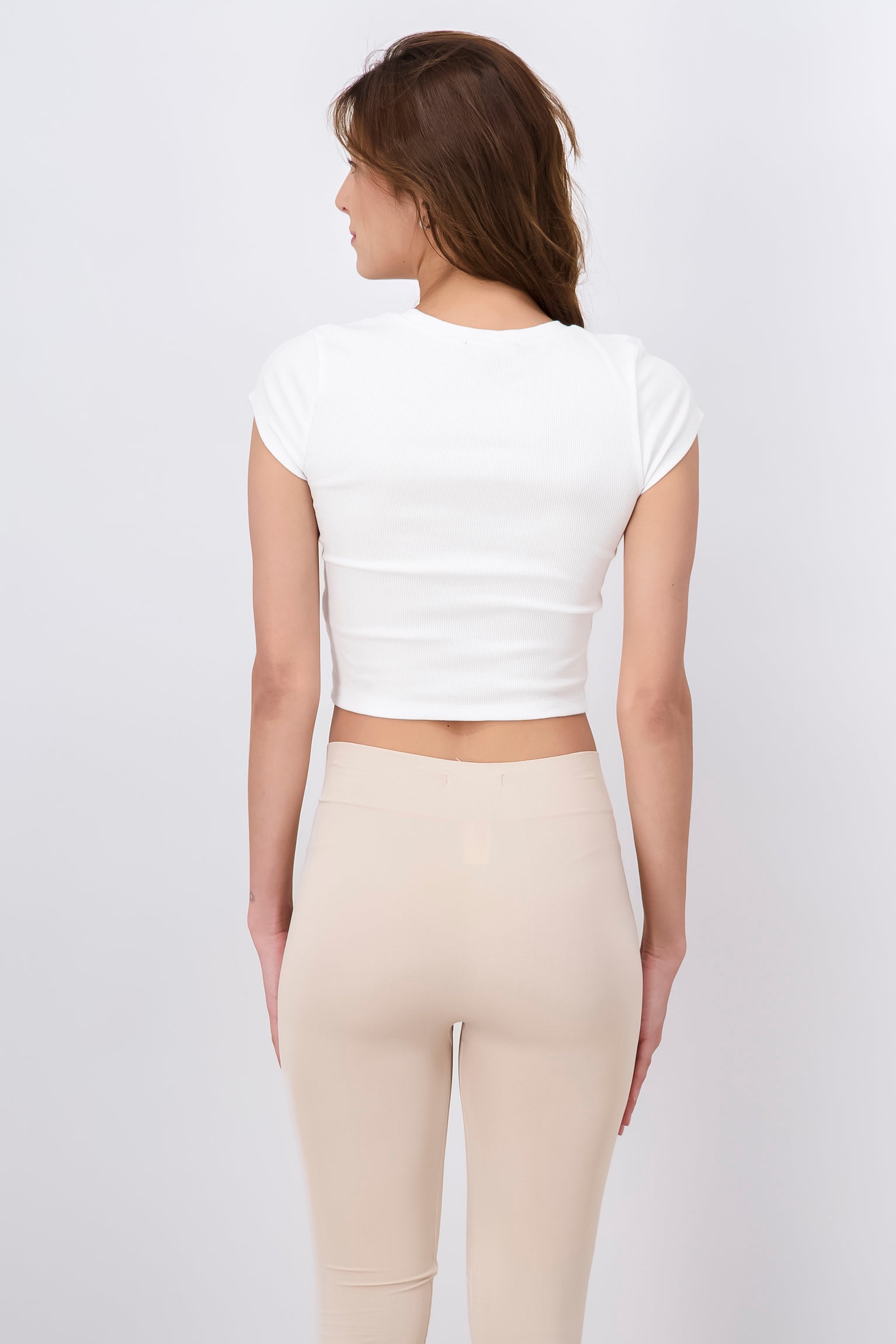 Top Rib Cuello Redondo Manga Corta BLANCO