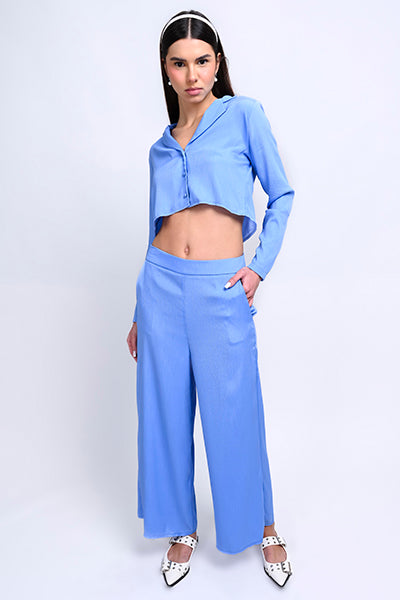 Texture fluid pants Sky blue