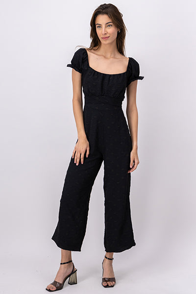 Jumpsuit manga corta textura NEGRO