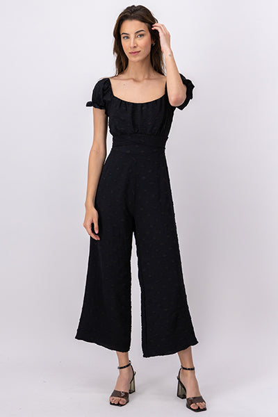 Jumpsuit manga corta textura NEGRO