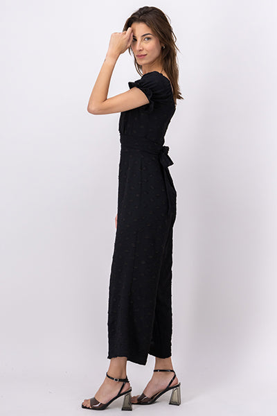 Jumpsuit manga corta textura NEGRO