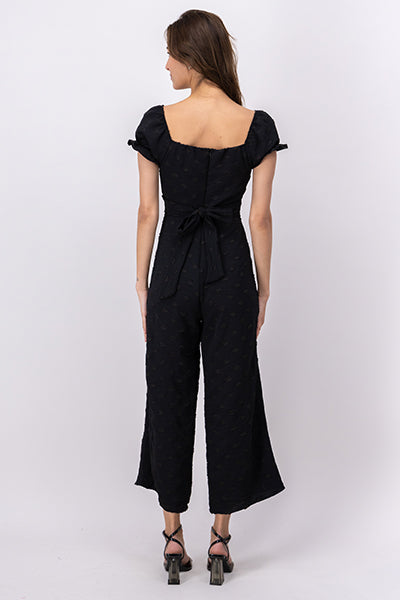 Jumpsuit manga corta textura NEGRO