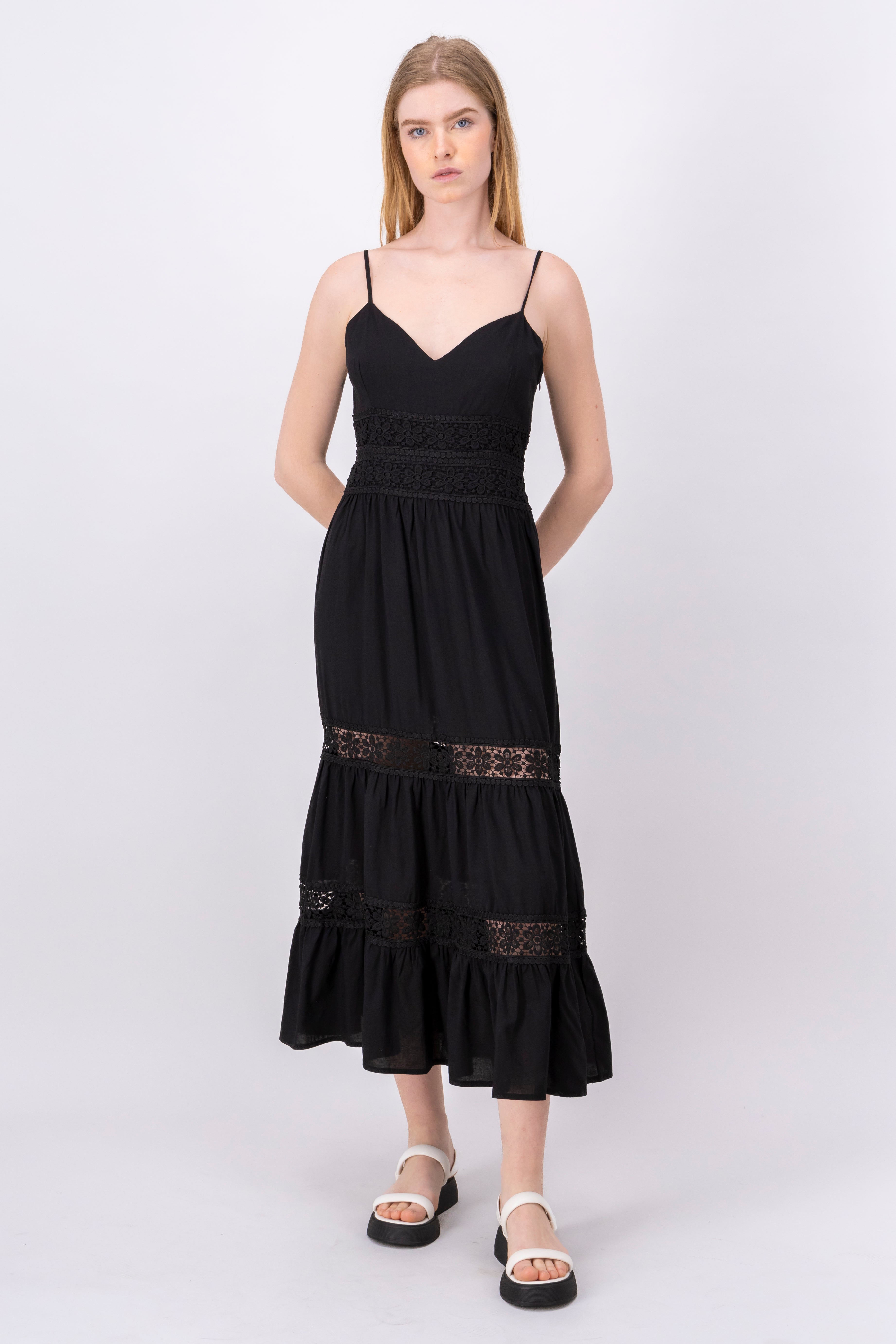 Maxi Dress Flowers BLACK