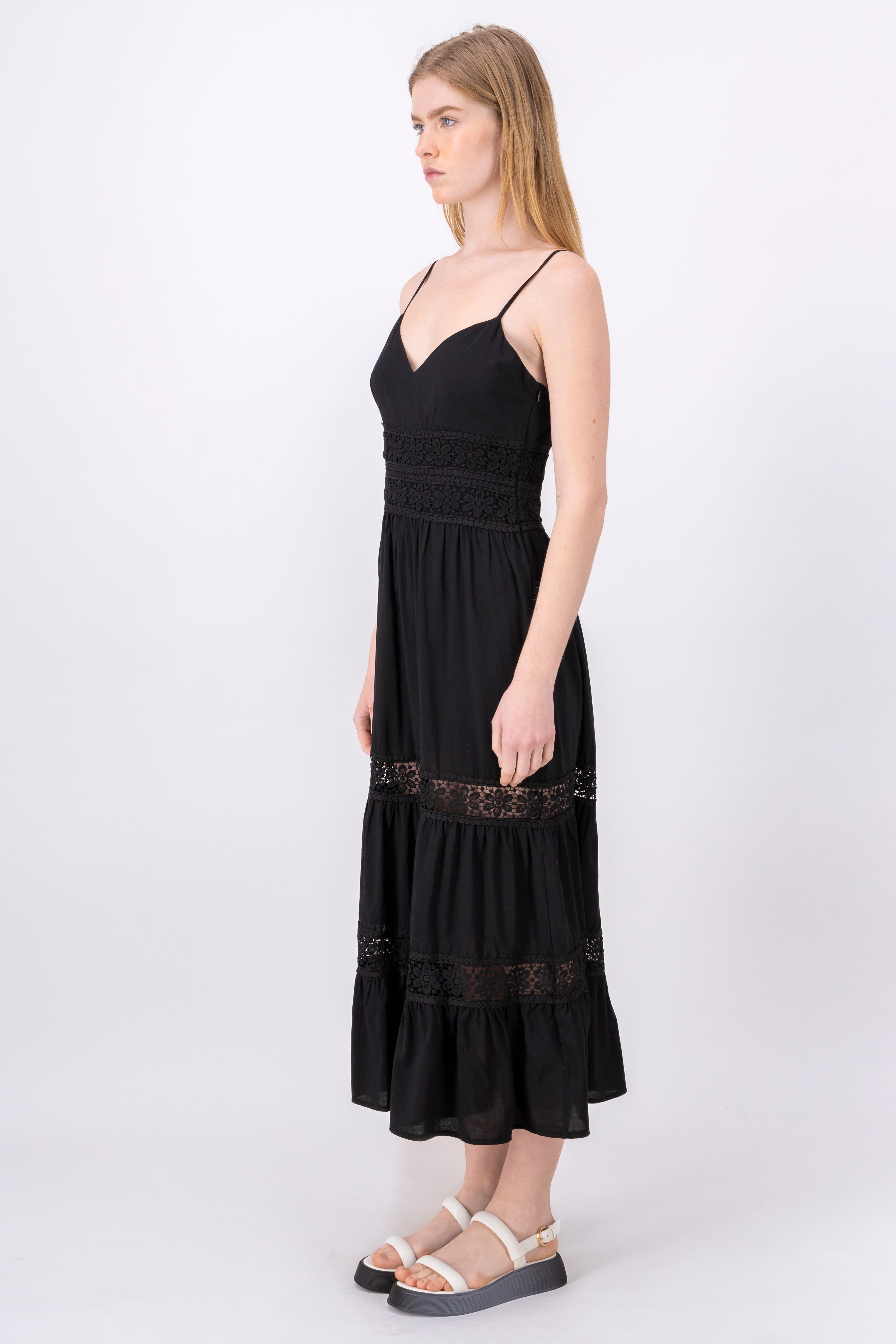 Maxi Dress Flowers BLACK