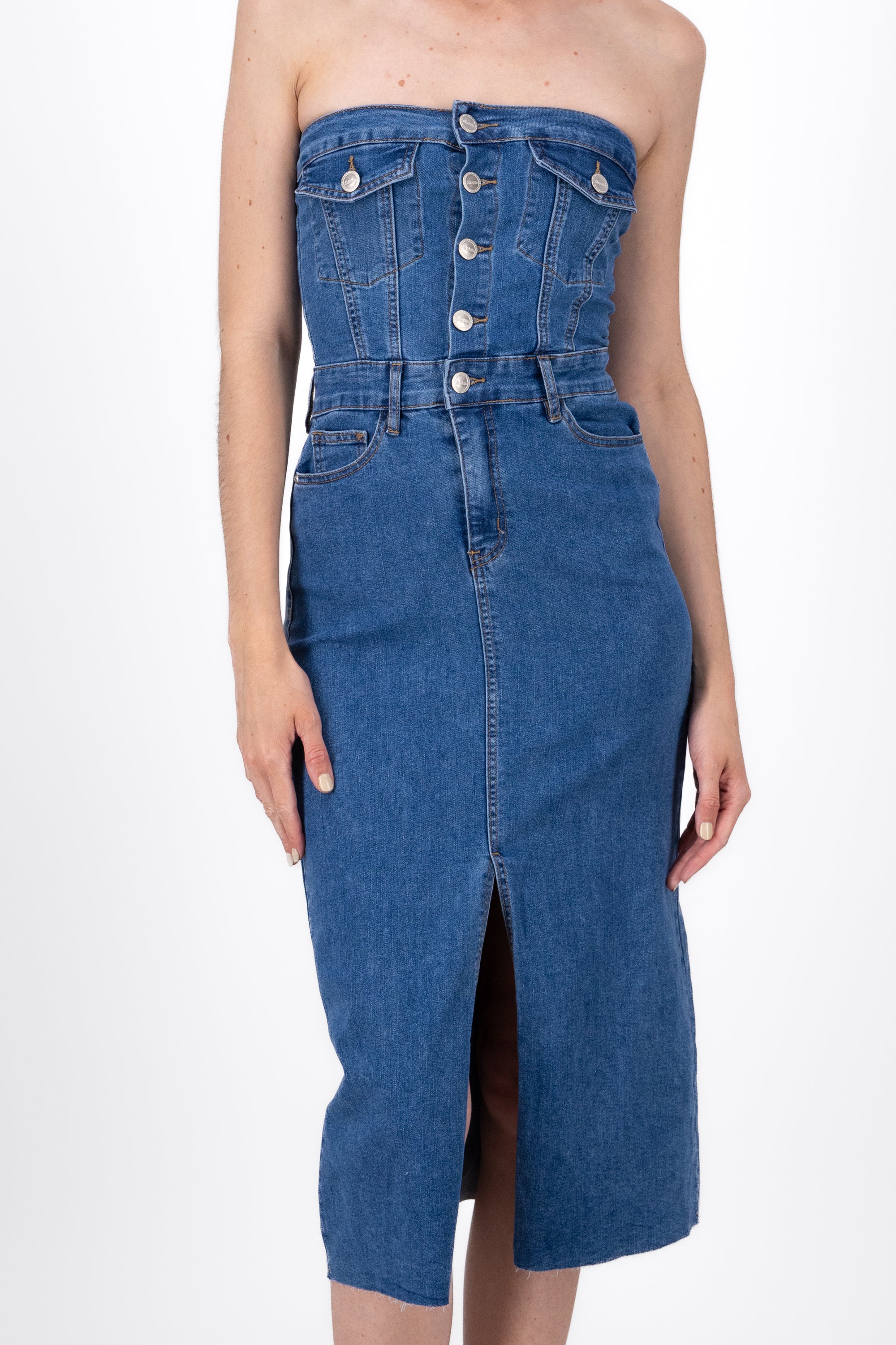 Vestido Denim Strapless MEDIUM WASH