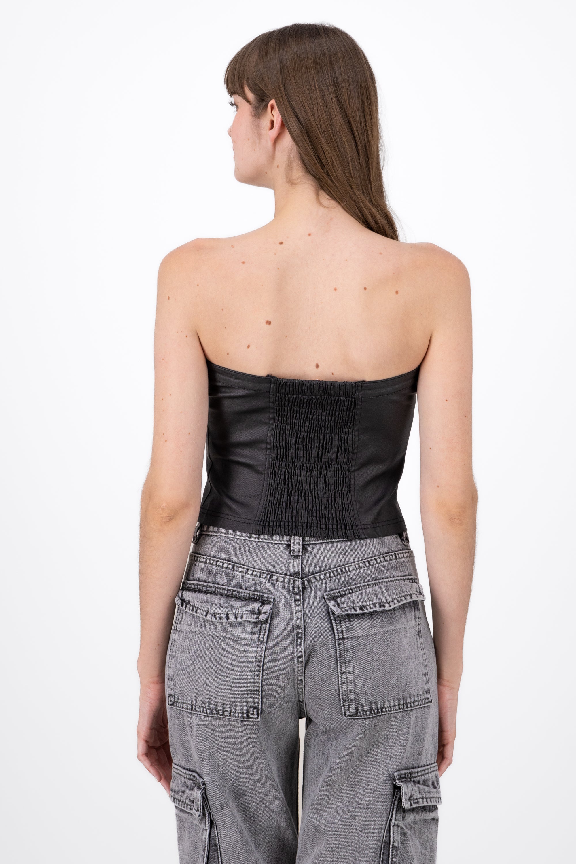 Top Strapless Con Botones NEGRO