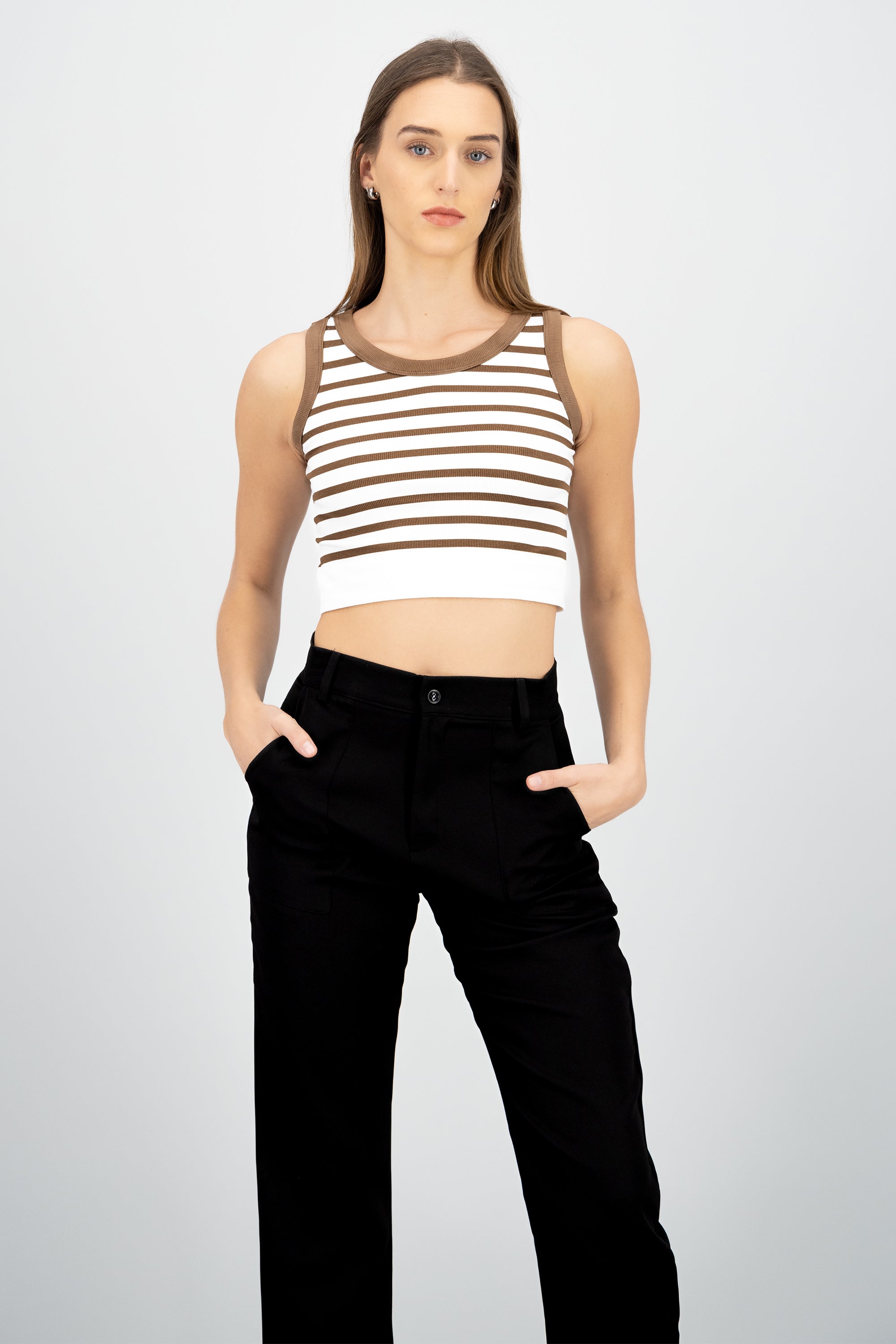 Crop Top De Rayas Sin Manga CAFE