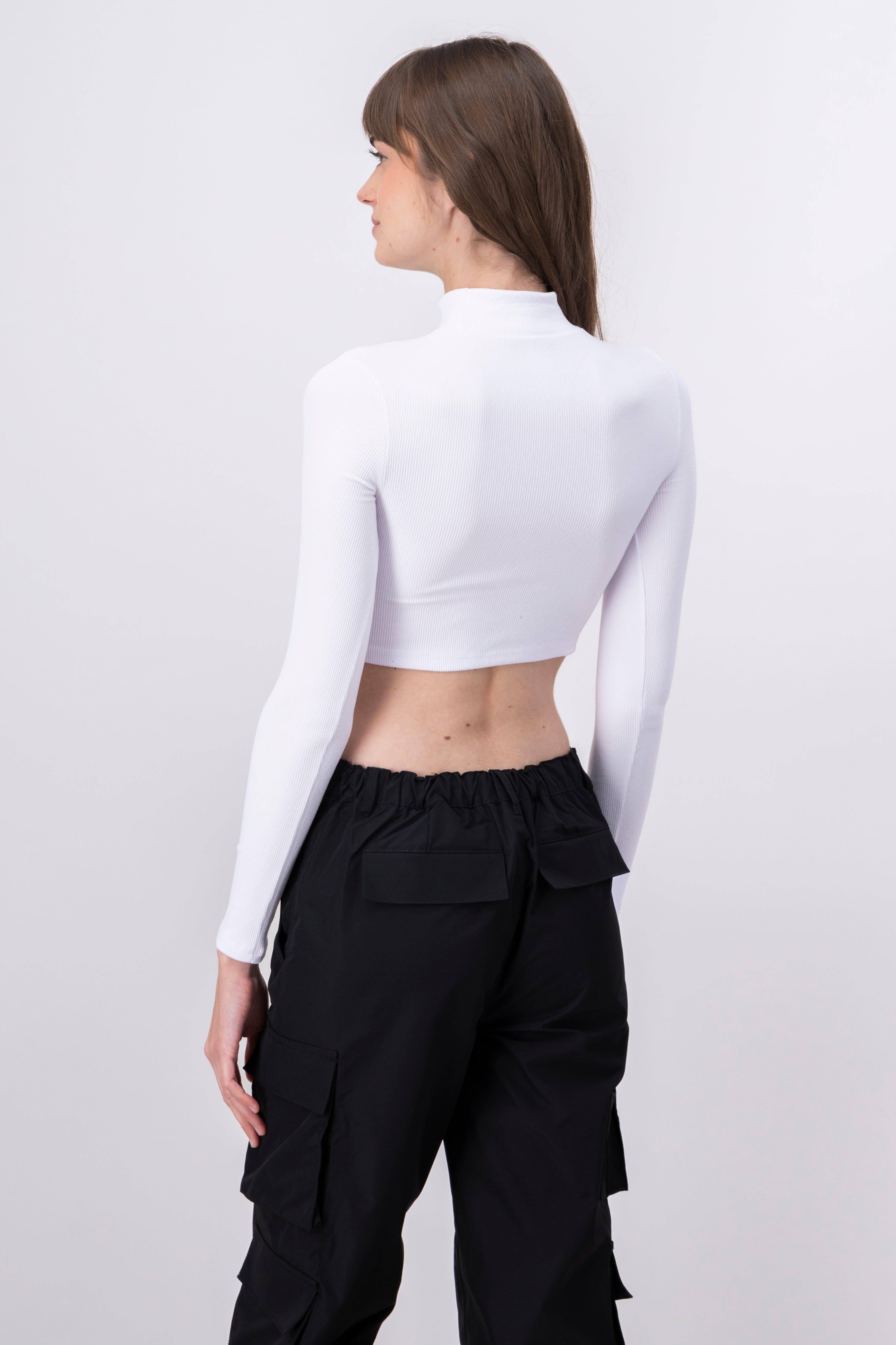 Top acanalado cut out liso BLANCO