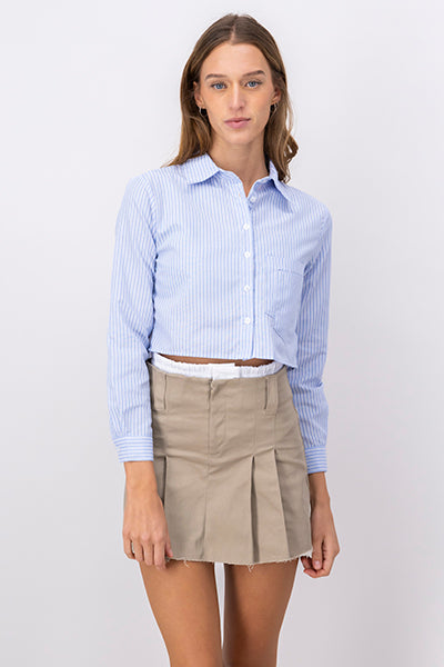 Camisa Crop Doble Bolsillo AZUL COMBO