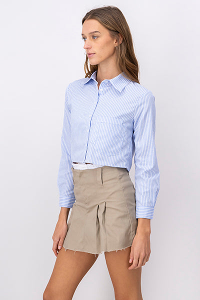 Camisa Crop Doble Bolsillo AZUL COMBO