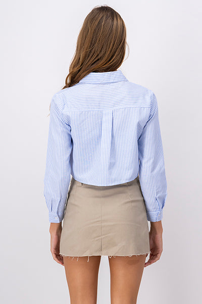 Camisa Crop Doble Bolsillo AZUL COMBO
